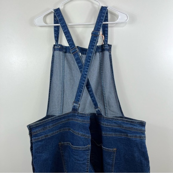 Modcloth Dark Wash Denim Knotted strap WideLegCropped Overalls EUG worn once - Picture 6 of 12